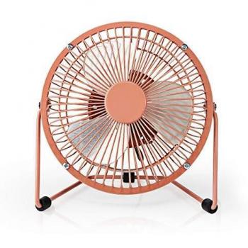 NEDIS Ventilador de Mesa Miniventilador Metálico - Diámetro de 15 cm - Rotación de 360° - Alimentación USB - Negro Rosa Vintage 1.00 m
