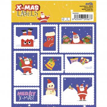 Etiquetas adhesivas Navidad Papa Noel - Erik azul