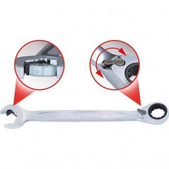 Llave combinada de carraca duo GEARplus KS TOOLS 503.5924, con función de carraca en la llave fija de 24mm, conmutable y poligonal