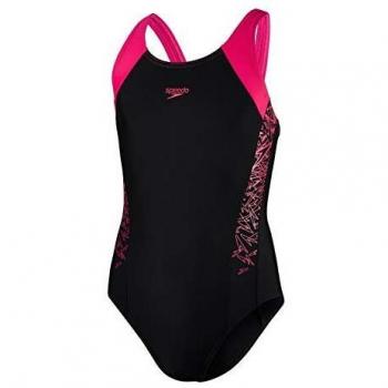 Speedo Boom Splice Muscleback, Bañador para Niña, Negro