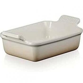 Bandeja Rectangular Heritage de Cerámica de Gres Le Creuset, 19 cm, 1.1 litros, Color Meringue