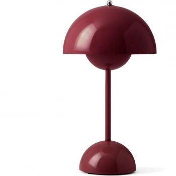 Lámpara de mesa LED recargable Flowerpot VP9, púrpura, con variador táctil y carga magnética