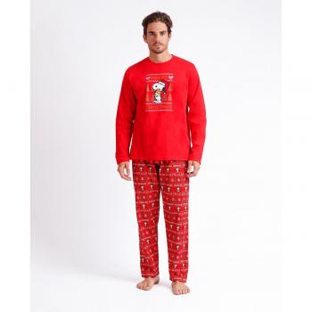 Pijama largo de hombre Peanuts azul marino
