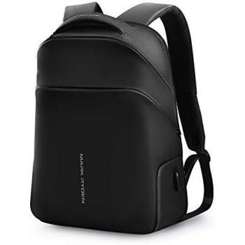 Muzee Mark Ryden Mochila Antirrobo Impermeable Hombre, Mochila Portatil 15.6 Pulgadas Mochila Hombre con Puerto de Carga USB,Negocio Trabajo Diario Viaje Escolares - Negro