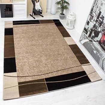 Alfombra A cuadros Modelo Retro Manchado en marrón Dormitorio Living Comedor - ÖKO-TEX Certificado - Marrón, 160x230 cm