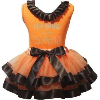 Petitebelle gobble til you Wobble naranja camiseta marrón falda de pétalos nb-8y