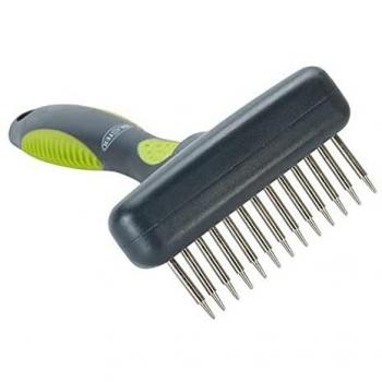 Kruuse Rastrillo Flexible de 13 Púas Cortas para Pelo Largo, Color Carbono, Negro y Verde, Tamaño Small (7.2 cm)