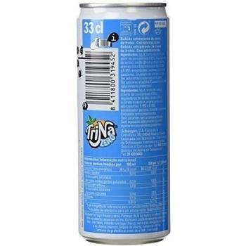 Trina Bebida Sin Gas De Zero, Refresco Sin Azúcares Añadidos - Lata, Pack 8x33cl, Naranja, 330 Mililitro