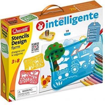 Quercitti-Juego Dibujo Plantillas Quercetti 36x28cm, Multicolor QCT02645