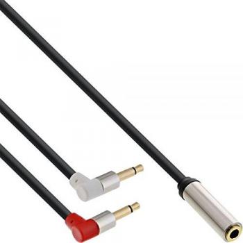 Adaptador de Audio para Avión InLine® Slim, 1m, 2x 3.5mm Estéreo a 3.5mm Mono