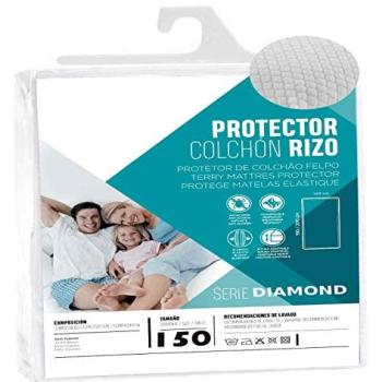 Protector Rizo Ajustable para Colchón 190/200 x 150CM Antialérgico con Altura Adaptable 100% Poliéster Apto para Planchar