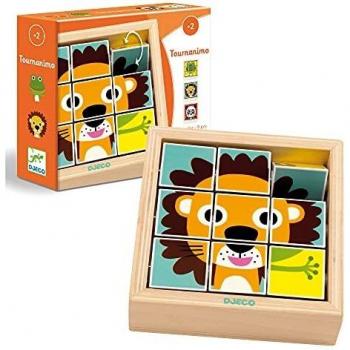 DJECO Tournanimo Wooden Block Puzzle - 9 Pieces for Ages 2+