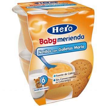 Hero Baby Tarrinas de Natillas con Galleta, 6 Meses +, 2 x 130g