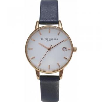 Olivia Burton Women's Analog Quartz Watch with Navy Leather Strap - Model OB14WF04 (Ø 38 mm)