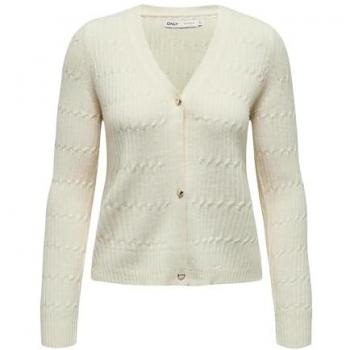 ONLY Women's Onlkatia V-Neck Cable Knit Cardigan Sweater, White Cap Grey, XL