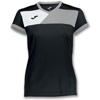 Joma CAMISETA CREW II M/C NEGRO-GRIS MUJER - Camiseta técnica de manga corta, Mujer, Negro -
