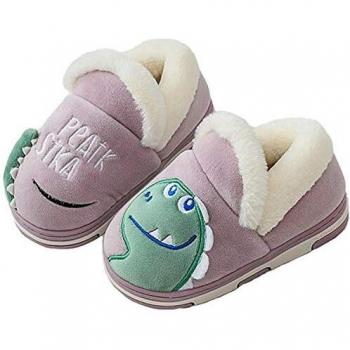 Zapatillas de Estar por Casa para Niños Niñas Pantuflas Invierno Casa Caliente Peluche de Zapatilla Slipper Interior Púrpura 18/19=25-26EU