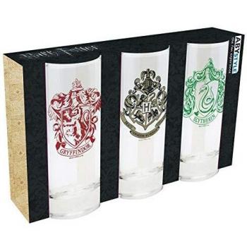 Conjunto de 3 Vasos de Cristal Harry Potter Oficial
