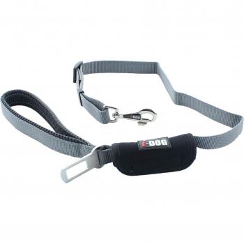 Correa Confort I-Dog para Perro 100 cm Negro/Gris con Seguridad Auto