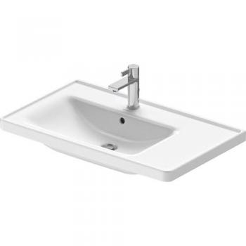 Mueble Lavabo Duravit D-Neo 80 cm, Asimétrico, Becken Izquierda, 1 Agujero para Grifo, Con Rebose, Blanco Alto Brillo