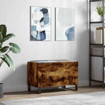 Soporte de disco móvil de madera contrachapada roble ahumado 74,5x38x48 cm