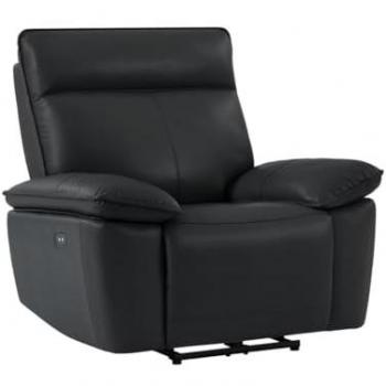 Sillón relax eléctrico de cuero de vaca negro NOVENA - Contemporáneo y Diseño