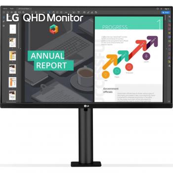 LG UltraFine Ergo 27QN880P-B 27 QHD IPS LED Monitor with FreeSync, USB-C, and Height/Tilt/Swivel/Pivot Adjustable Stand