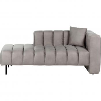 Chaise Longue Moderna de Terciopelo Taupe con Patas Negras y Cojín Adicional Derecho Lannils