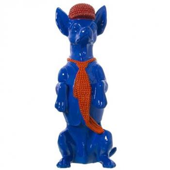 Figura Decorativa Perro Corbata Azul Naranja Plástico 13 x 16 x 30 cm