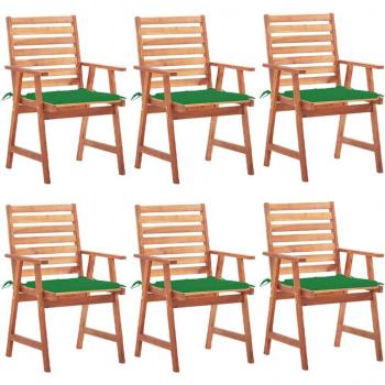 VidaXL Sillas comedor de jardín y cojines 6 uds madera maciza de acacia