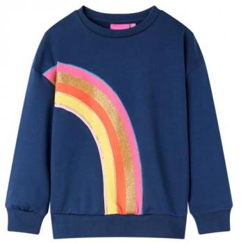 Sudadera Infantil con Estampado de Arco Iris, Ropa con Manga Larga, Color Azul Marino, Talla 128