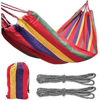 Hamaca de Tela de algodón para Exteriores 190x100cm, con Capacidad de Carga de hasta 300 kg, con Bolsa de Transporte, se Puede Utilizar en el jardín del Patio
