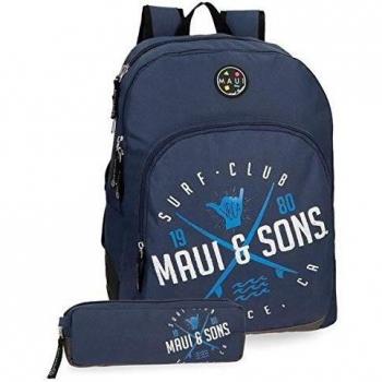Pepe Jeans Mochila doble compartimento + estuche escolar Maui Shaka, color Azul Marino