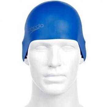 Speedo Unisex Plain Moulded Silicone cap, Neon Blue, One Size UK