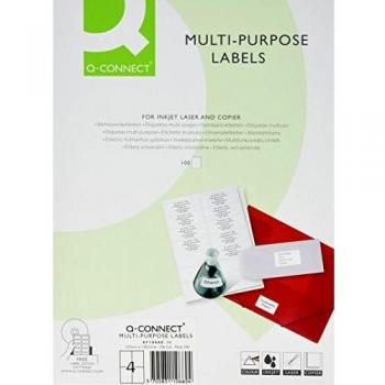 Etiquetas Adhesivas Autoadhesivas Q-Connect KF10660, Tamaño 105x148.5mm, Adecuadas para Fotocopiadora y Laser Ink-Jet, Caja de 100 Hojas Din A4