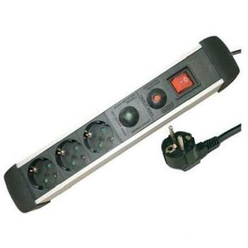 Base Múltiple de Aluminio 3 Tomas con Protección contra Sobretensiones y Cable Interno de 1,5m
