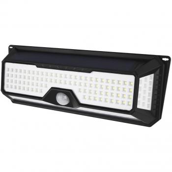 Aplique Solar LED Korpass 20W con Sensor, Luz Fría 6400K, Color Negro, Material Metálico