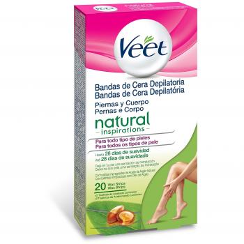 Bandas de Cera Fría Corporal Veet Easy Gelwax Natural Inspirations (Pack de 20)