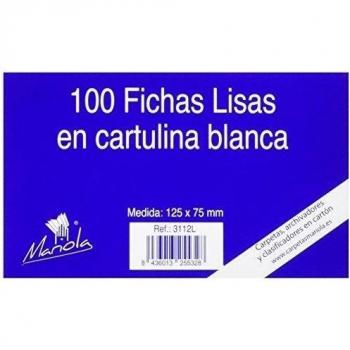 Mariola 3112L - Paquete de 100 fichas cartulina lisas 125 x 75 mm