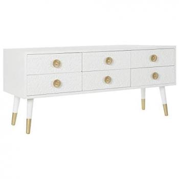Mueble de TV DKD Home Decor Blanco y Dorado de Abeto y MDF 120 x 42 x 54 cm