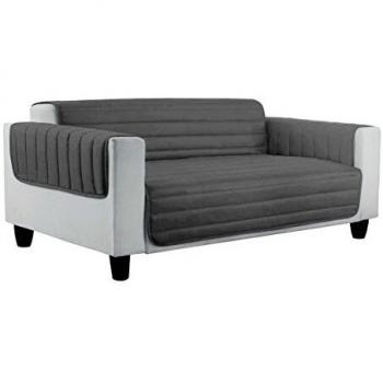 Italian Bed Linen Elegant Funda Protectora para Sofá, Microfibra, Gris Oscuro/Gris Claro, 1 Plaza