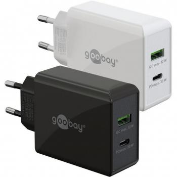 Cargador Doble Rápido USB-C PD (30W) con 1 Puerto USB-A y 1 Puerto USB-C, Blanco