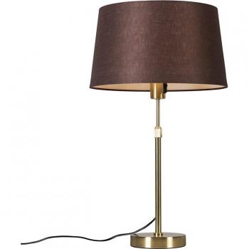 Lámpara de mesa ajustable de oro/latón con pantalla marrón, 35 cm - PARTE