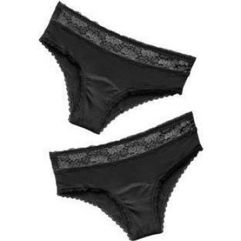 Pack de 2 Bragas Menstruales Lavables de Algodón Absorción Abundante Weekly Negras Talla S