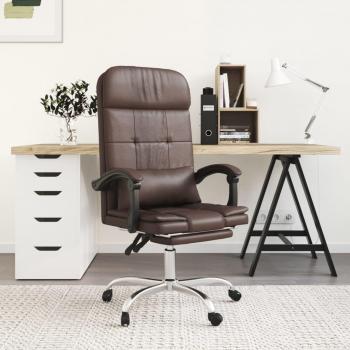 Sillón de oficina reclinable de masaje en cuero sintético marrón