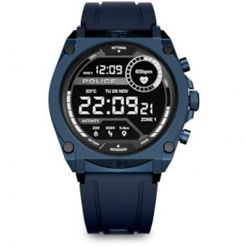 Reloj Inteligente Police My Avatar 45mm con Pulsera de Silicona Azul, Control de Ritmo Cardiaco y Modos Deportivos, Compatible con Android e iOS