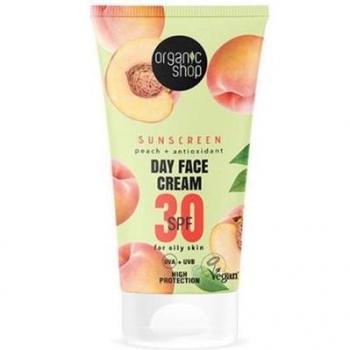 Organic Shop Peach Day Face Cream SPF30 Antioxidant Facial Sunscreen 50ml