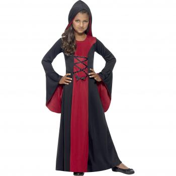Disfraz de Vampiresa Encapuchada para Niña - Talla S, Color Rojo y Negro
