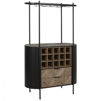 Botellero Home ESPRIT Negro Natural Metal Abeto 90 x 36 x 150 cm