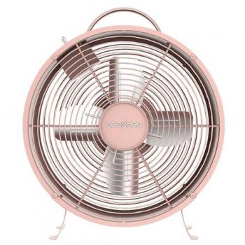 Cecotec EnergySilence 400 Retrodesk Pink Ventilador de Sobremesa 25W Rosa, 8 Pulgadas, 4 Aspas aerodinámicas, Diseño minimalista, 2 Velocidades, Robusta